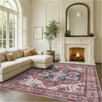 Fame Rugs Turkish Rug. Washable Vintage Oriental Antique Inspired Traditional Doormat Small Modern Area Rugs Luxury Entryway Entry Bedroom Bathroom Kitchen (404RR, 2'5 x 6'9)