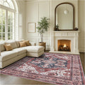 Fame Rugs Turkish Rug. Washable Vintage Oriental Antique Inspired Traditional Doormat Small Modern Area Rugs Luxury Entryway Entry Bedroom Bathroom Kitchen (404RR, 4'9 x 6'9)
