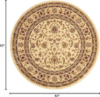 Unique Loom Voyage Collection Traditional Oriental Classic Area Rug (5' 0 x 5' 0 Round, Ivory/Gold)