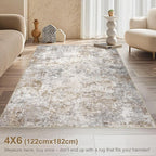4x6 Area Rug Living Room Rugs - Washable Neutral Modern Abstract Soft Thin Rug Indoor Floor No Slip Rug Carpet for Bedroom Under Dining Table Home Office Decor - Brown Grey