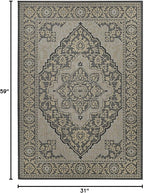 FH Home Flat Woven Outdoor Rug - Waterproof, Easy to Clean, Stain Resistant - Premium Polypropylene Yarn - Vintage - Porch, Deck, Balcony,Laundry Room - Ankara - Charcoal - 2ft 8in x 4 ft 11in
