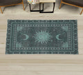 Ambesonne Sun and Moon Decorative Rug, Bohemian Artwork Design of Crescent Solar Ornament Esoteric Stars Ornaments, Quality Carpet for Bedroom Dorm and Living Room, 2' 2" x 3' 7", Grey Teal