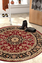 Well Woven Barclay Collection Medallion Kashan Red 8 ft Round Rug - for Living Room, Bedroom, and Dining Room
