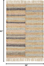 Dash and Albert Ravel Wool Area Rug - 3' x 5' Blue Stripe Handwoven Accent Rug - Durable, Eco-Friendly, High Traffic Area Hallway, Living Room, Stairs