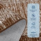 GarveeHome Washable Rug 5x7 Modern Bordered Rug with Non Slip Rubber Backing, Low Pile Thin Carpet, Soft Non Shedding Floor Covering, Foldable Printed Carpet for Living Room Bedroom, Brown