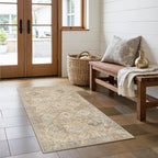 Bavni 3x5 Area Rugs for Living Room, Machine Washable Rug Non Slip, Vintage Chenille Distressed Print Carpet, Large Low Pile Ultra-Thin Lightweight Rugs for Bedroom, Dining Room, Office, Wood Brown