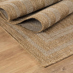 Beverly Rug Easy Jute Framed Border Rug 9x12 Washable Large Indoor Outdoor Area Rugs for Living Dining Room Patio Office Stain Resistant Non Shedding Casual Indoor Outside Carpet 9 x 12 Natural