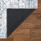 Bloom Rugs Caria Washable Non-Slip 7 ft Runner - Ivory/Blue/Gray Traditional Runner for Entryway, Hallway, Bathroom, and Kitchen - Exact Size: 2'6" x 7'