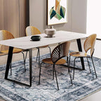 Area Rug 5'x7' Dark Blue Washable Vintage Traditional Floor Cover Thin Retro Kitchen Indoor Distressed Non Slip Carpet for Living Room Bedroom Dining Room