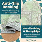 Istana 2x3 Area Rug - Green Boho Rugs for Living Room 2x3 - Foldable Small Rugs for Bedroom - Stain Resistant Washable Rug Non Slip - Eco-Friendly Area Rugs Indoor