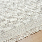 Mark&Day Wool Rugs, 9x12 Clinten Solid and Border Light Gray Checkered Rug, Grey Ivory Carpet for Living Room, Bedroom or Kitchen (8'10" x 12')