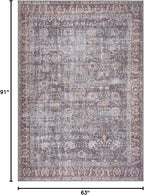 Bloom Rugs Washable 5' x 7' Rug - Brown/Dark Gray Traditional Area Rug for Living Room, Bedroom, Dining Room, and Kitchen - Exact Size: 5' x 7'