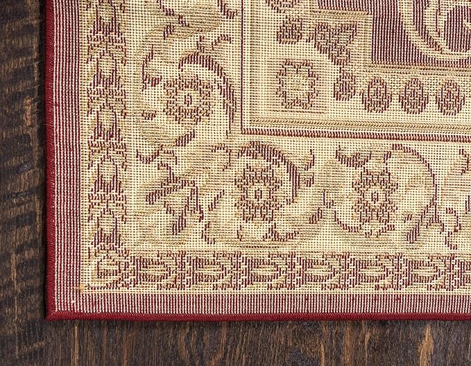 Unique Loom Versailles Collection Traditional Classic Medallion Floral Motif Area Rug (10' 0 x 13' 0 Rectangular, Burgundy/ Ivory)