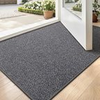 LUMI Ultra Thin Indoor Door Mat for Entrance 24"x36", Non Slip Entryway Mat, Low Profile Doormat, Unique Herringbone Design Carpet for Inside, Patio, Porch, Dark Gray