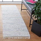 SAFAVIEH Rag Rug Collection Runner Rug - 2'3" x 11', Ivory & Multi, Handmade Boho Stripe Cotton, Ideal for High Traffic Areas in Living Room, Bedroom (RAR121G)