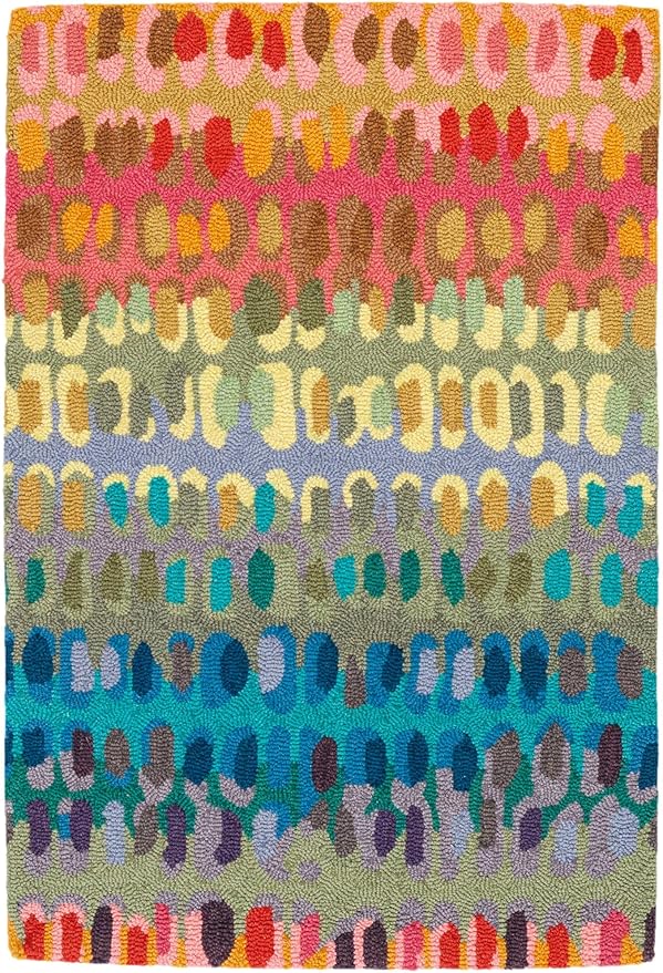 Dash and Albert Paint Chip Wool Area Rug - 6' x 9' Multicolor Graphic Hand Micro Hooked Accent Rug - Durable, High Traffic Areas Hallway, Living Room, Stairs
