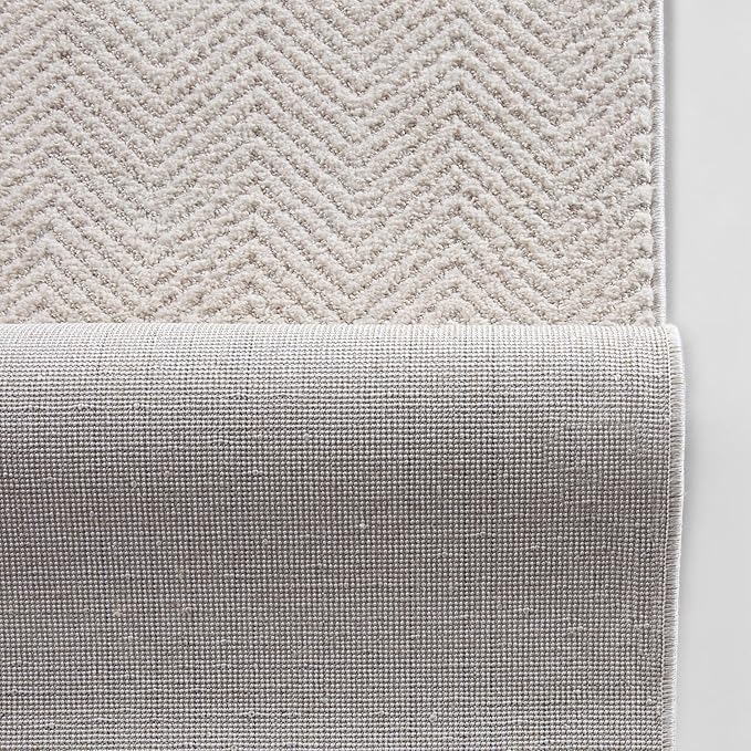 Well Woven Custom Size Hallway & Stair Runner- Harlow Pompeii Ivory 31 Inches Wide x 15 Feet Long Runner (31" x 15') Runner Rug - Modern Chevron Pattern, Ultra-Soft, Easy-Clean