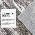 Modern Abstract Runner Rug 2x5, Dark Light Brown White Washable Kitchen Runner Entryway Rug Mat Non-Slip Soft Hallway Rug Runner Thin Print Faux Wool Carpet for Bedroom Laundry Room Indoor