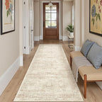 Runner Rug 2'6" x 10' Washable Non-Slip Runner Rugs for Kitchen Bathroom Laundry Room Vintage Ultra Thin Runners for Hallway Entryway Beige