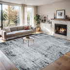 Area Rugs 10x12 Living Room - Washable Rug Modern Abstract Soft Large Neutral Non-Slip Carpet Indoor Floor Thin Carpets for Bedroom Dining Room Farmhouse Nursery Home Office Black