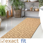 12ft Custom Hallway Rug - Gold Tan | Non-Slip Rubber Backed | Washable & Pet Friendly | Edge Bound