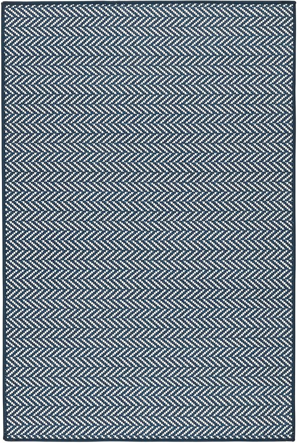 Dash & Albert Herringbone Navy Machine Washable Rug, 9.5 X 13.5 Feet, Blue Geometric Pattern