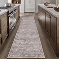 2x8 Purple Area Rug Runners for Hallways Washable Vintage Distressed Carpet Low Pile Non Slip Indoor Retro Soft Long Accent Rug Bedroom Kitchen Bathroom Laundry Dining Living Room