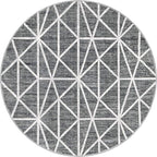Rugs.com Lattice Trellis Collection Rug – 5 Ft Round Gray Low-Pile Rug Perfect for Kitchens, Dining Rooms