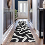Rugshop Abstract Wavy Shag Runner Rug Anthracite Dark Gray 2' 3" x 12' Great for Long Hallways, Open Entryways, or Galley Kitchens