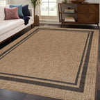 Beverly Rug Easy Jute Bordered Rug 6x9 Washable Durable Indoor Outdoor Area Rugs for Living Dining Room Patio Office Stain Resistant Non Shedding Casual Indoor Outside Carpet 6 x 9 Natural