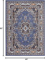 Home Dynamix Premium Sakarya Traditional Medallion Border Area Rug, Country Blue, 3'7"x5'2" Rectangle