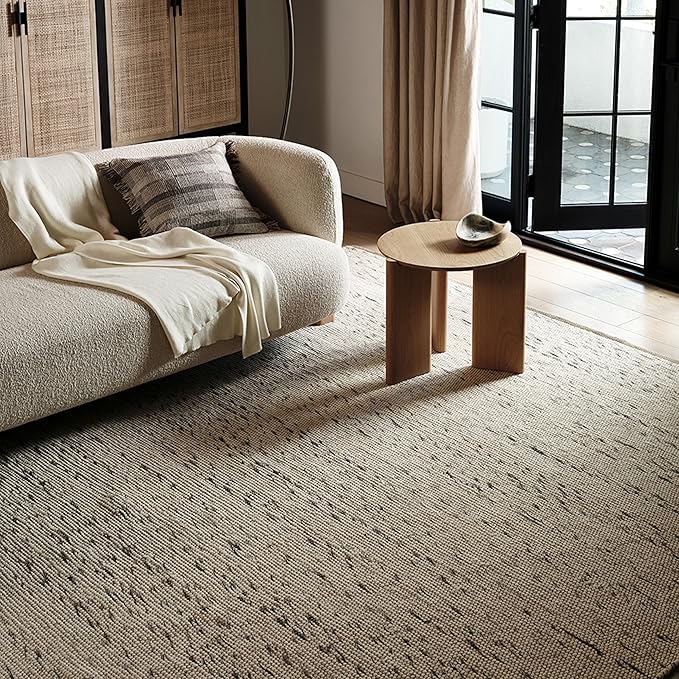 Rugs USA Hamptons Marled Ivory/Grey, 6' x 9', Hand Woven, Marled, Tassel, Soft and Cozy, High Traffic, Stain Resistant, Easy Clean, Durable Area Rug for Bedroom, Living Room, Dining, Den, Foyer