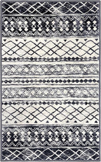 KUTA Moroccan Area Rugs 2x3, Black Navy Blue Entryway Rug Non-Slip Washable Small Indoor Door Mat, Ultra Soft Print Vintage Geometric Low-Pile Floor Carpet for Entrance, Kitchen