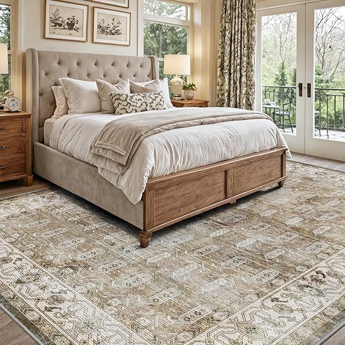LUMI 5x8 Washable Area Rug for Living Room, Ultra Soft Traditional Vintage Rugs Non Slip with Rubber Backing, Low Profile, High Traffic, Stain Resistant Carpets, Ideal for Bedroom, Dining Room, Indoor