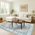 Fame Living Washable Area Rug. Modern Farmhouse. Vintage. Turkish. Bohemian. Distressed. Oriental. Traditional. Rugs for Living Room. Dining. Bedroom. Office. Entryway. Foyer. (856GG, 2'5" x 9'8")