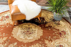 Rugs.com Chateau Collection Rug – 6 Ft Round Brick Red Medium Rug Perfect for Kitchens, Dining Rooms