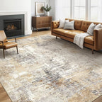 5x8 Area Rug Living Room: Machine Washable Large Abstract Soft Thin Rugs Stain Resistant Indoor Floor Non-Slip Accent Carpet for Bedroom Nursery Playroom Office Dining Room Dorm- Gray Gold