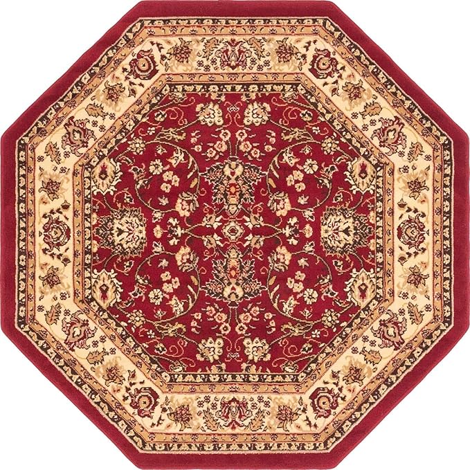 Unique Loom Sialk Hill Collection Area Rug - Washington (5' 3" Octagon Burgundy/Cream)