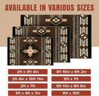 YHSF South West Native American Area Rug C318 - Easy Clean, Thick, Soft, Durable Native Tribal American Indian Inspired Rug for Bedroom/Living Room and More - Chocolate Brown, 8 Feet x 10 Feet