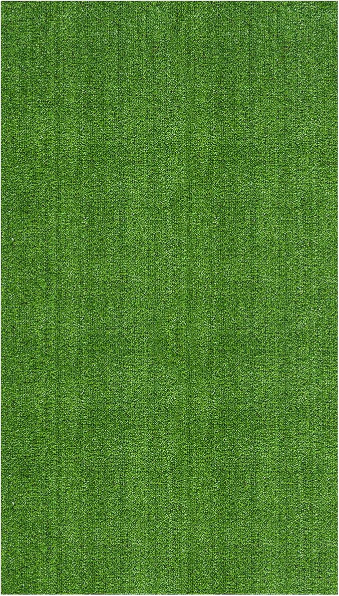 Ottomanson Artificial Grass Turf 3'11" x 6'7" Indoor Outdoor Faux Grass Rug with Drainage Holes, Customizable with Extra Long Size Options, Perfect for Patio Lawn Balcony Weddings Photoshoot Backdrop