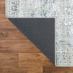 Bloom Rugs Washable Non-Slip 9' x 12' Rug - Cream/Light Blue/Teal Traditional Medallion Area Rug for Living Room, Bedroom, Dining Room, and Kitchen - Exact Size: 9' x 12'