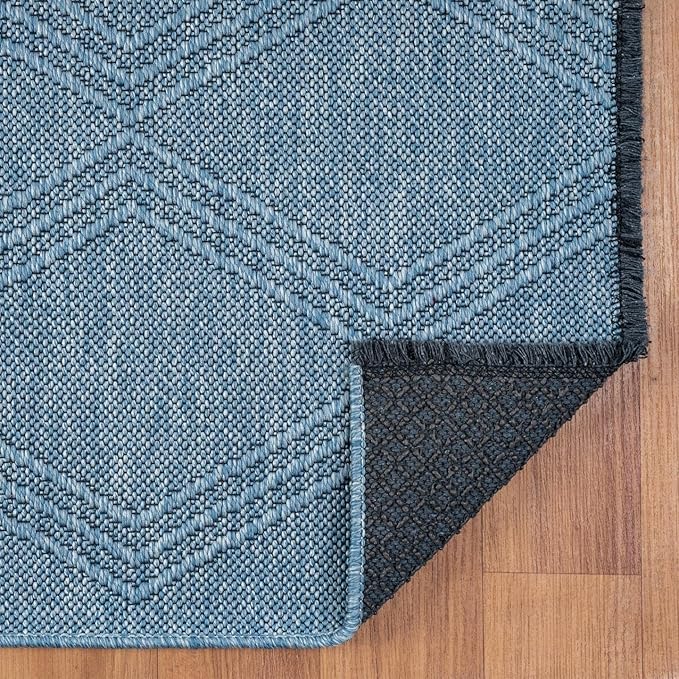 LUXE WEAVERS Modern Farmhouse Blue 8x10 Washable Area Rug, Anti-Slip Diamond Pattern Carpet