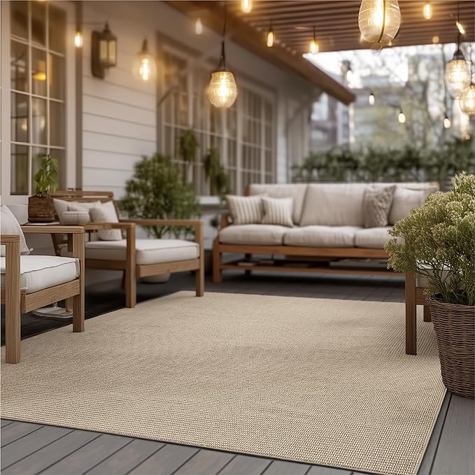 Bedsure 5x7 Faux Wool Area Rugs for Living Room, Machine Washable Carpet, Non-Slip Backing, Pet Friendly Throw Rug for Bedroom Dining Room, Natural Ivory