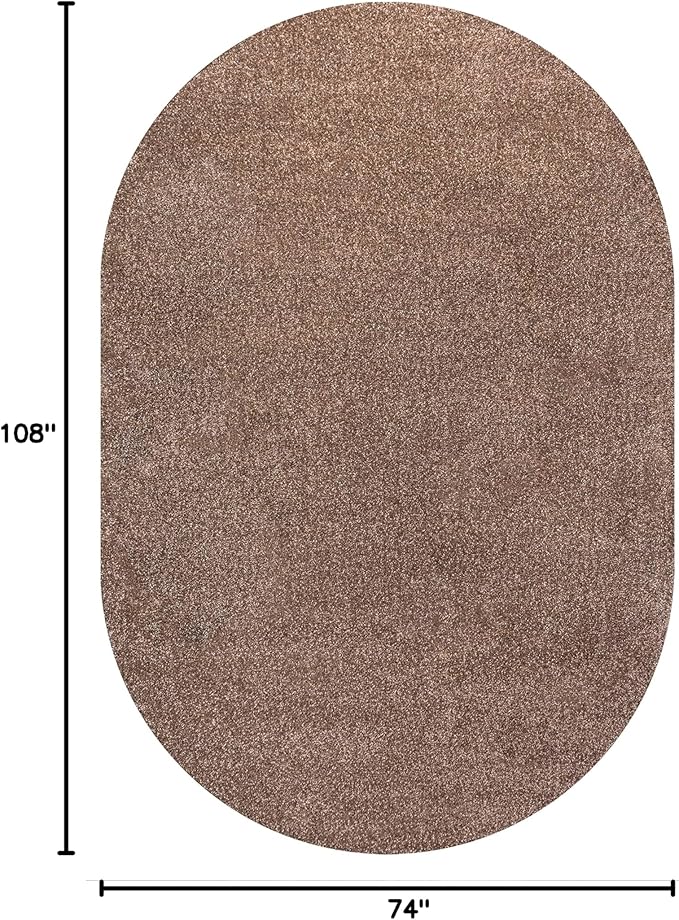 Eyely UES100J-6OV Supersoft Haze Solid Low-Pile Indoor Area Rug, Coastal, Bohemian, Minimalist, Classic, Casual for Bedroom,Kitchen,Living Room,Non Shedding,Easy-Washing, Brown, 6 X 9 Oval