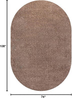 Eyely UES100J-6OV Supersoft Haze Solid Low-Pile Indoor Area Rug, Coastal, Bohemian, Minimalist, Classic, Casual for Bedroom,Kitchen,Living Room,Non Shedding,Easy-Washing, Brown, 6 X 9 Oval