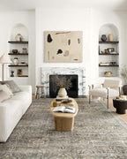 Loloi Layla Collection LAY-13 Antique/Moss 2'-3" x 3'-9" .13" Thick Accent Rug, Soft, Durable, Vintage Inspired, Distressed, Low Pile, Non-Shedding, Easy Clean, Printed, Living Room Rug