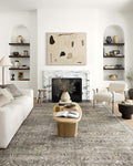 Loloi Layla Collection LAY-13 Antique/Moss 7'-6" x 9'-6" .13" Thick Area Rug, Soft, Durable, Vintage Inspired, Distressed, Low Pile, Non-Shedding, Easy Clean, Printed, Living Room Rug