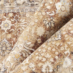HUGEAR 5x7 Machine Washable Rugs Brown Beige Hallway Area Rug Indoor Accent Rug Floral Low Pile Carpet Soft Throw Aesthetic Rug Bedroom Living Room Office Dining Room Kitchen Laundry Room Non Slip