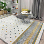 Alfa Rich 5x8 Gold Gray Off White Washable Area Rugs for Living Room Bedroom Kitchen Decor Cotton