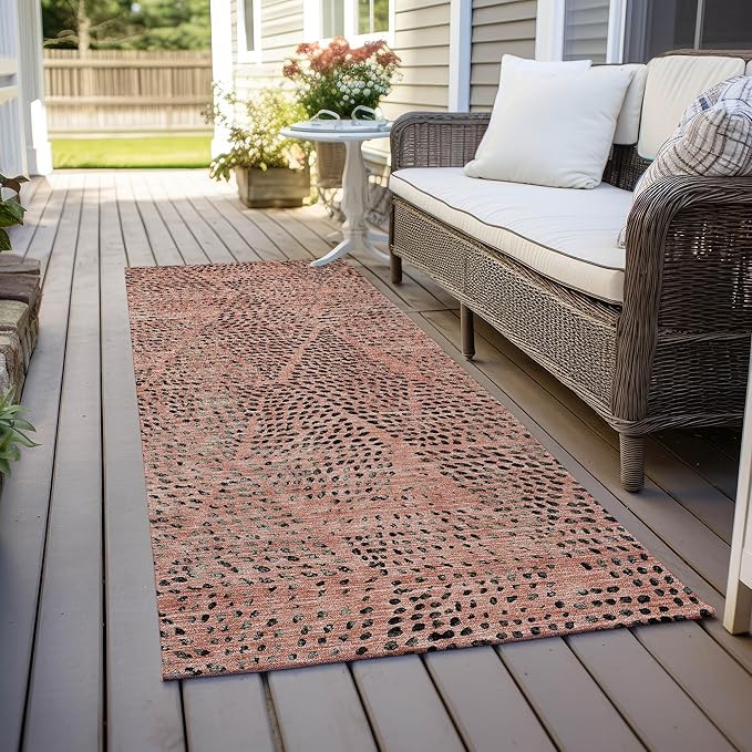 Addison Rugs Chantille ACN591 Salmon 2'3" x 7'6" Indoor Outdoor Hallway Runner Rug, Stain Resistant Washable Kitchen Area Carpet for Bathroom, Laundry and Bedroom Rug
